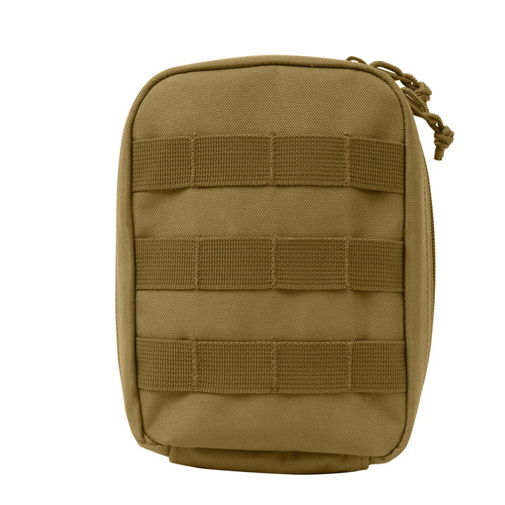 Image Name: GS-010-tan-med-pouch-front
Alt Text: GS-010 Tan Molle Medical Pouch with top zipper closure and dual horizontal straps, shown front-facing against white background; built with rugged nylon for tactical use in arid or desert environments