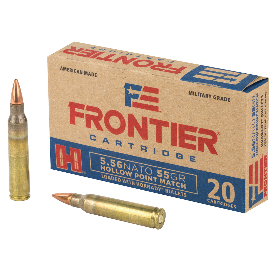 Frontier Cartridge 5.56 NATO 55gr Hollow Point Match — 20-round box with brass rifle cartridges