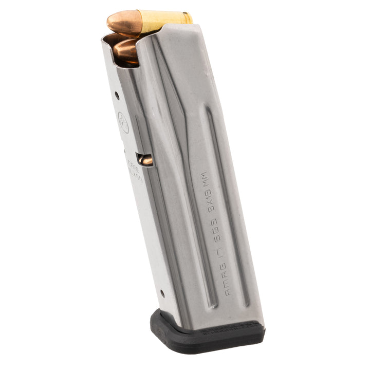 Magpul AMAG 17 SG9 stainless steel 17‑round magazine for Sig P320, shown loaded with 9mm cartridges